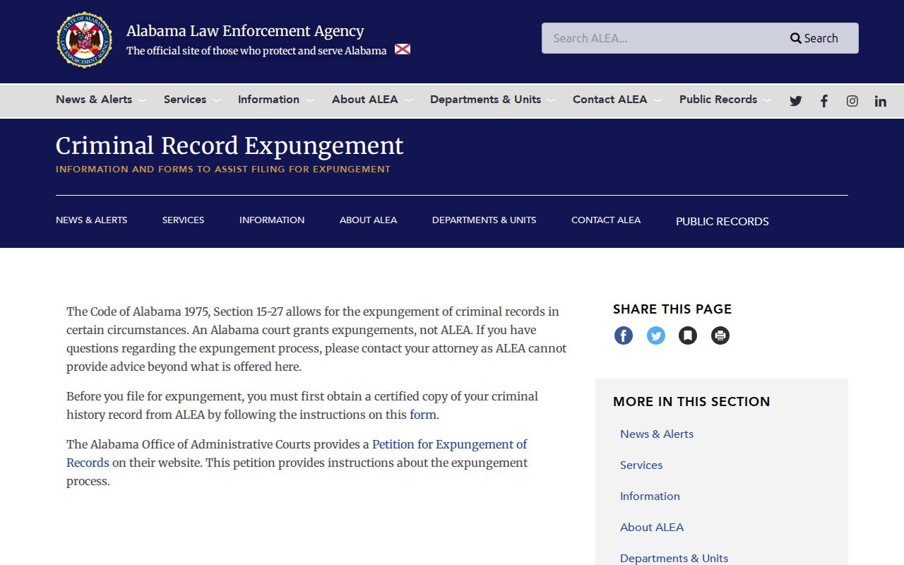 Clay County released inmate mugshot expungement source from ALEA
