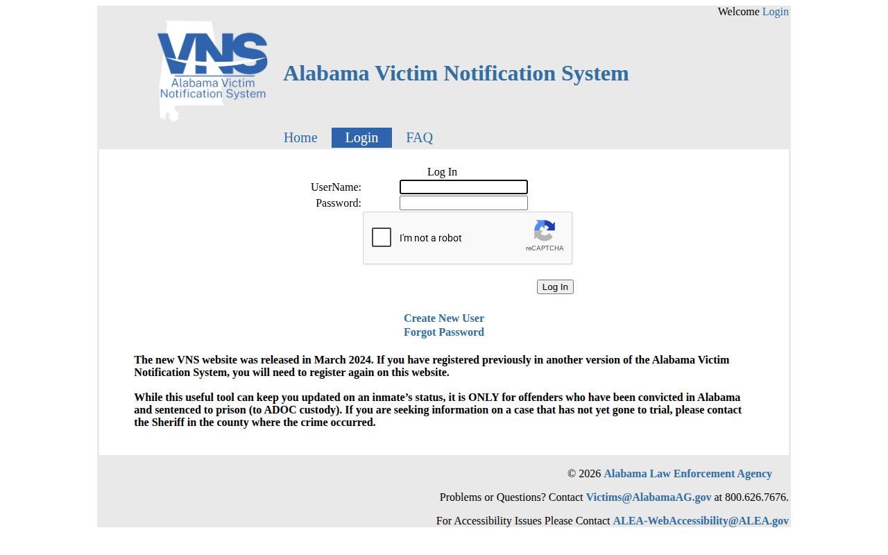 Clay County VNS ADOC custody scope notice